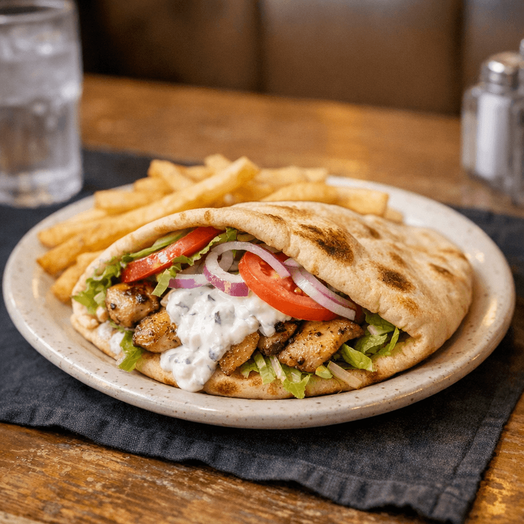 Gyro or Chicken Souvlaki Sandwich